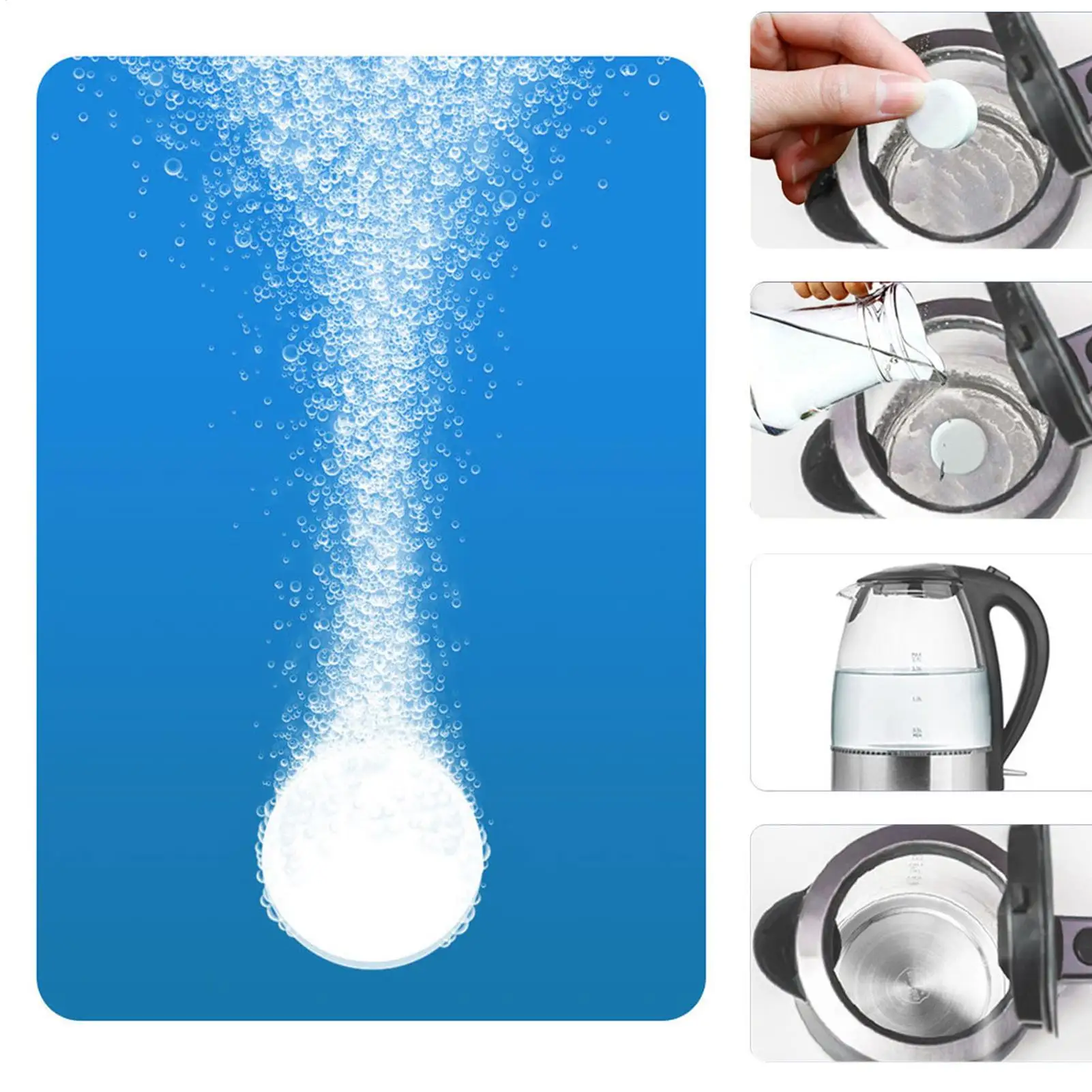 Coffee Machine Descaler Glass Cup Descaling Tablets 8-Count Coffee Maker Cleaner for Stainless Steel Cookware Shower Head Toilet - view 4