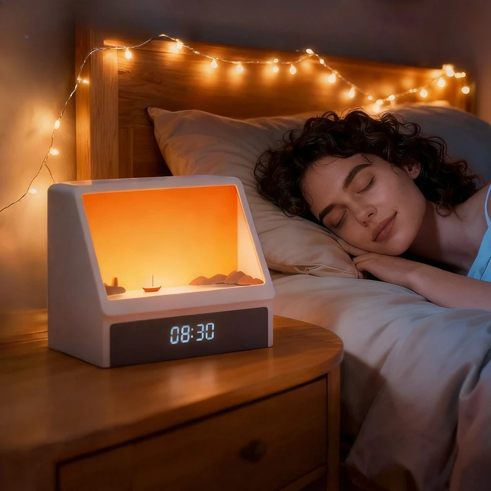

Bluetooth Sunrise Alarm Clock Table Light White Noise Wake Up Light With 12 Sounds Dimmable Sleep Clock For Adults Kids Bedroom