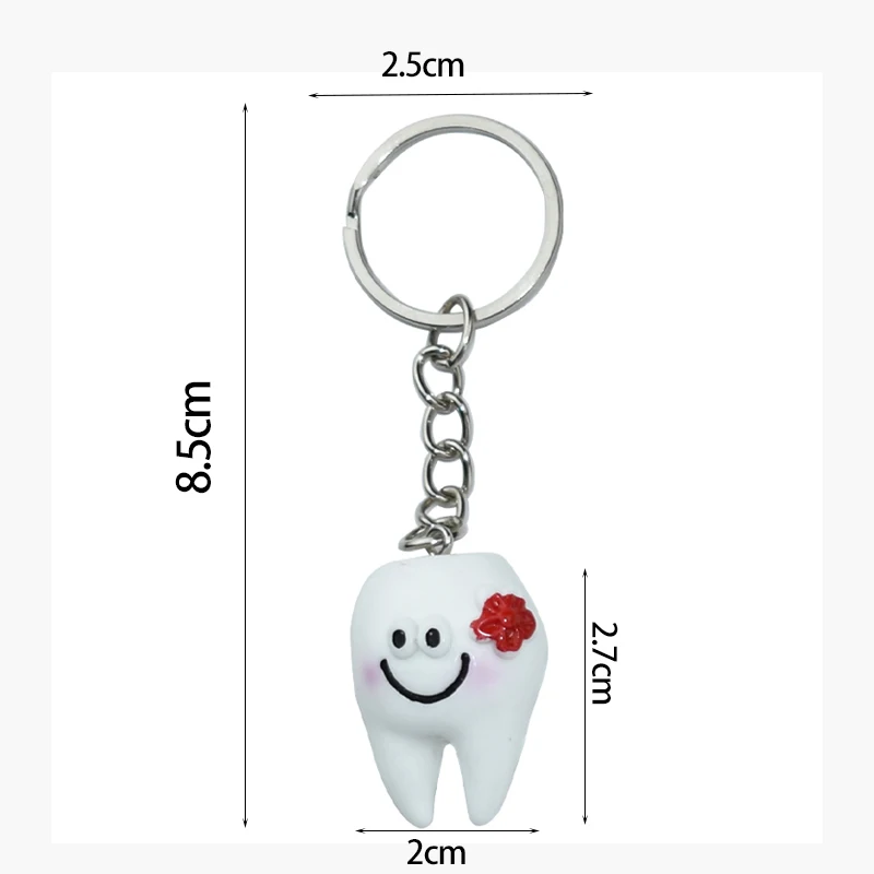 10 Pcs Dental Teeth Shape Model Simulation Tooth Key Chain Fashion Cartoon Lovely Girls Gift Pendant Teeth Key Chain