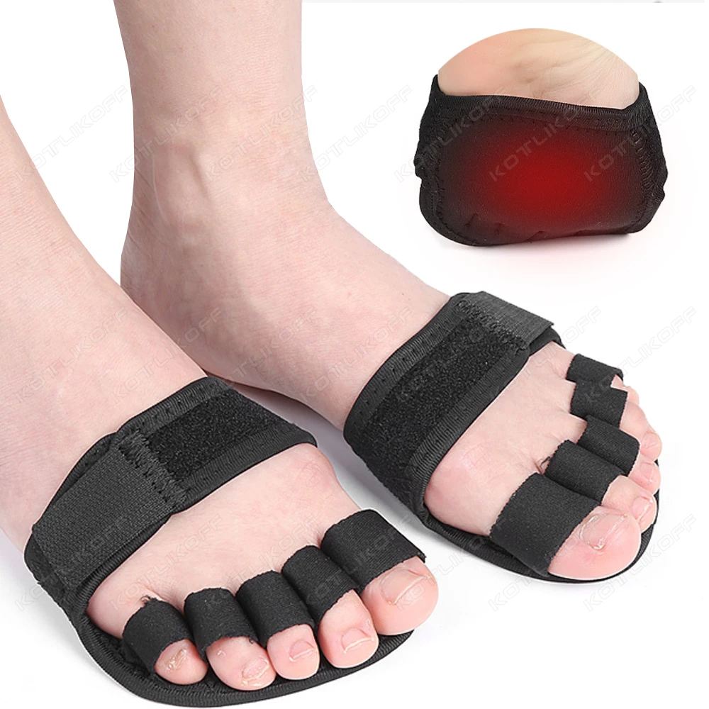 2/4 PCS Adjustable 5 Finger Half Palm Forefoot Cushion Thumb Toe Eversion Overlapping Hammer Shaped Toe Splitter Foot Care Tools