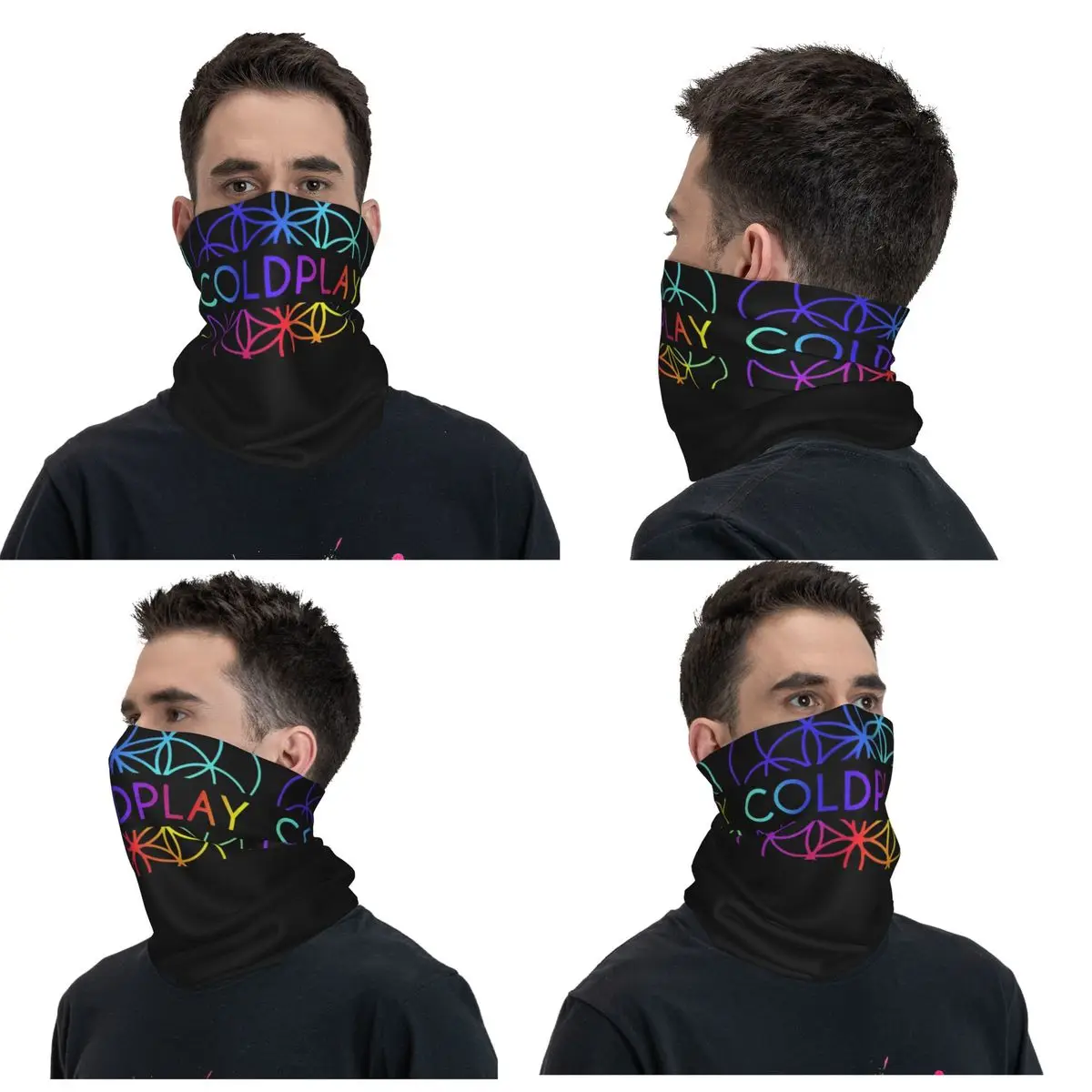 Cold Play Music Bandana Neck Gaiter Printed Mask Scarf Multifunction Headband Hiking Fishing For Men Women Adult Winter