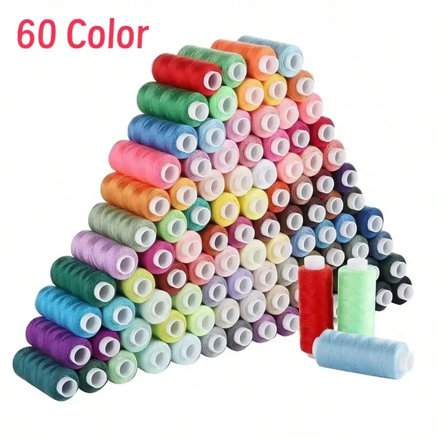10/60 Color 250 Yard Spools Polyester Thread Sewing Threads Kits for Hand Sewing & Embroidery Needlework Needle Threaders Tool