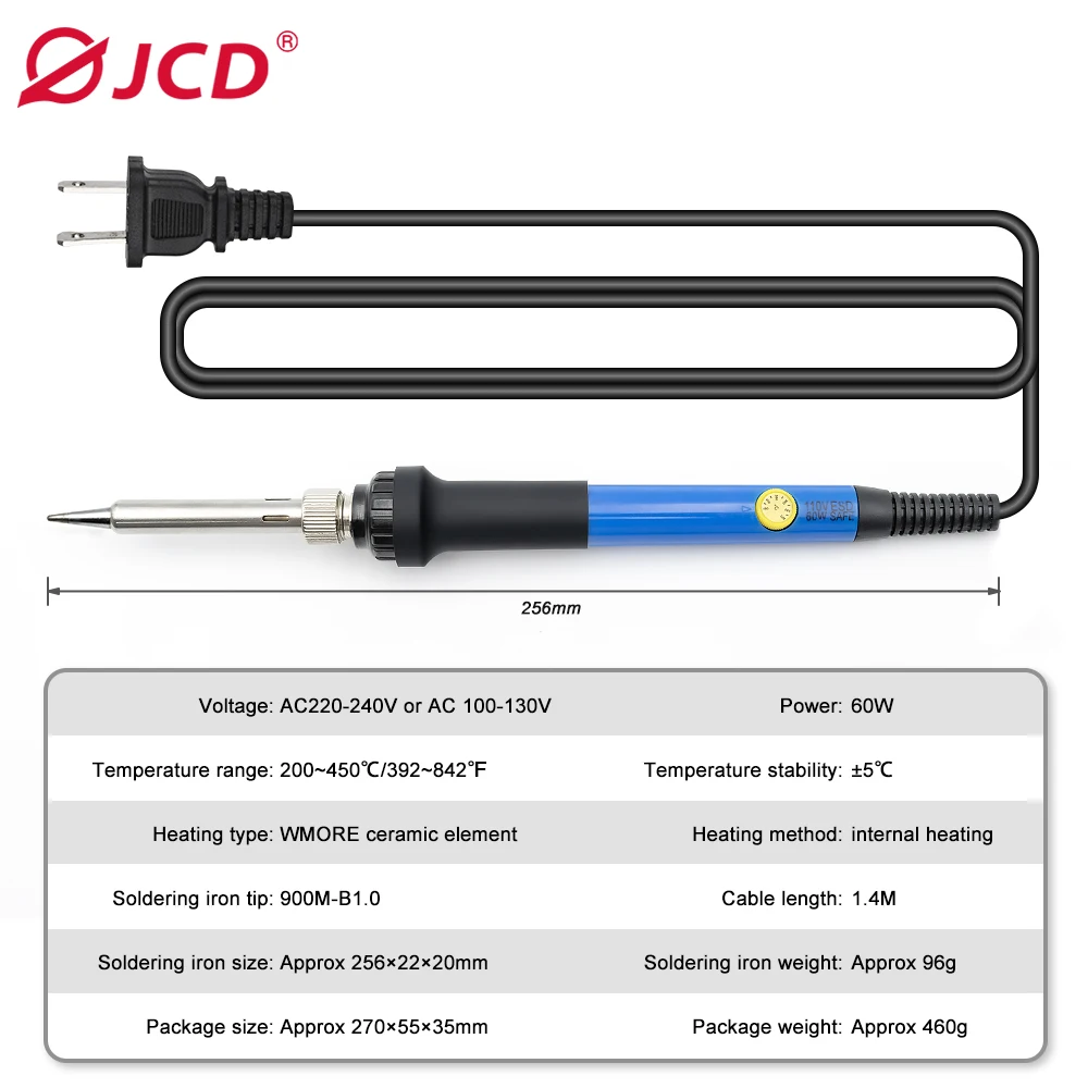 JCD 60W Electronic Soldering Iron Set 220V/110V Adjustable Temperature Welding Gun For DIY Welding Maintenance Tools Kit 908