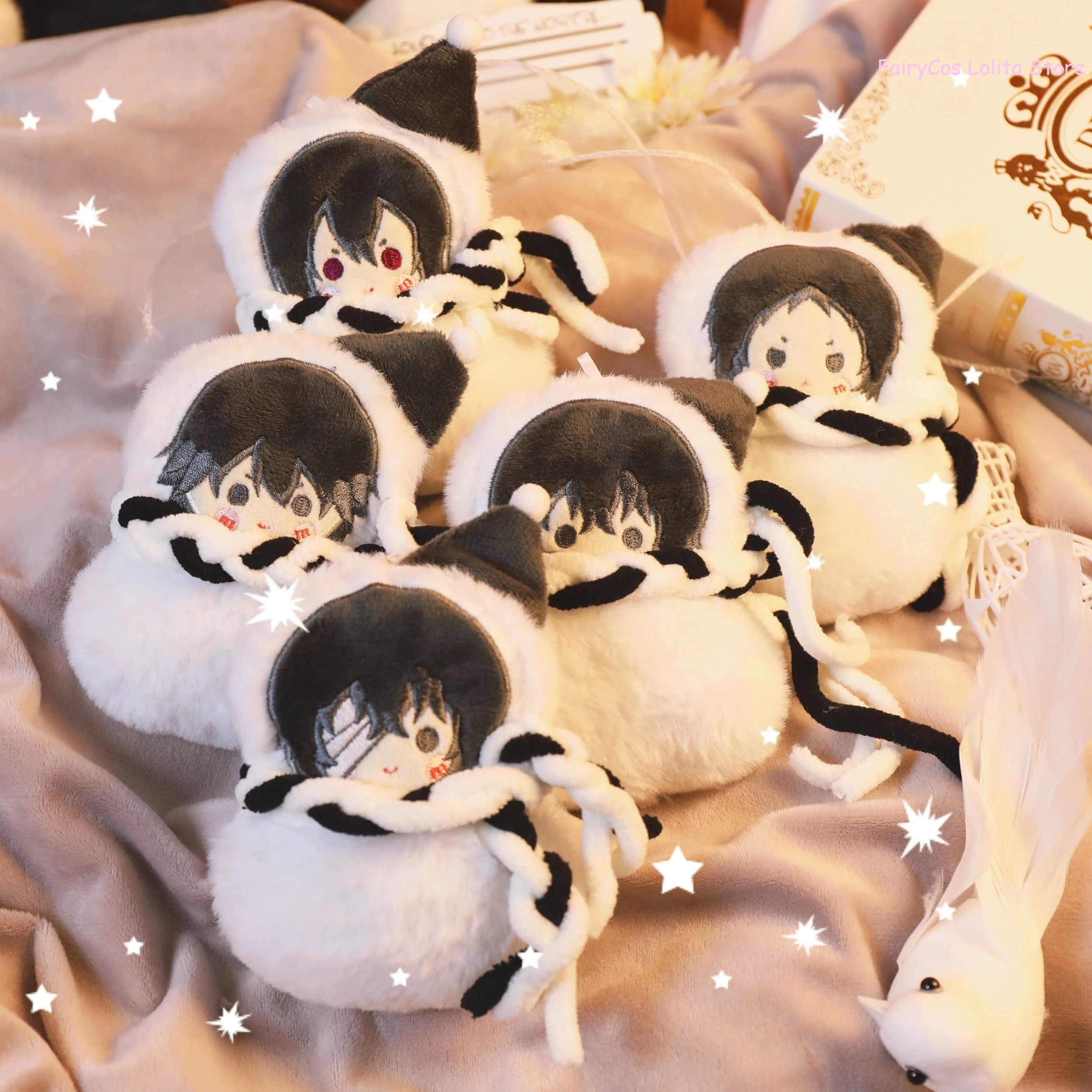 

Anime Christmas Nakahara Chuuya Dazai Osamu Ryunosuke Akutagawa Q Version Dango Series Pendant 10cm Cartoon Figure Keychain