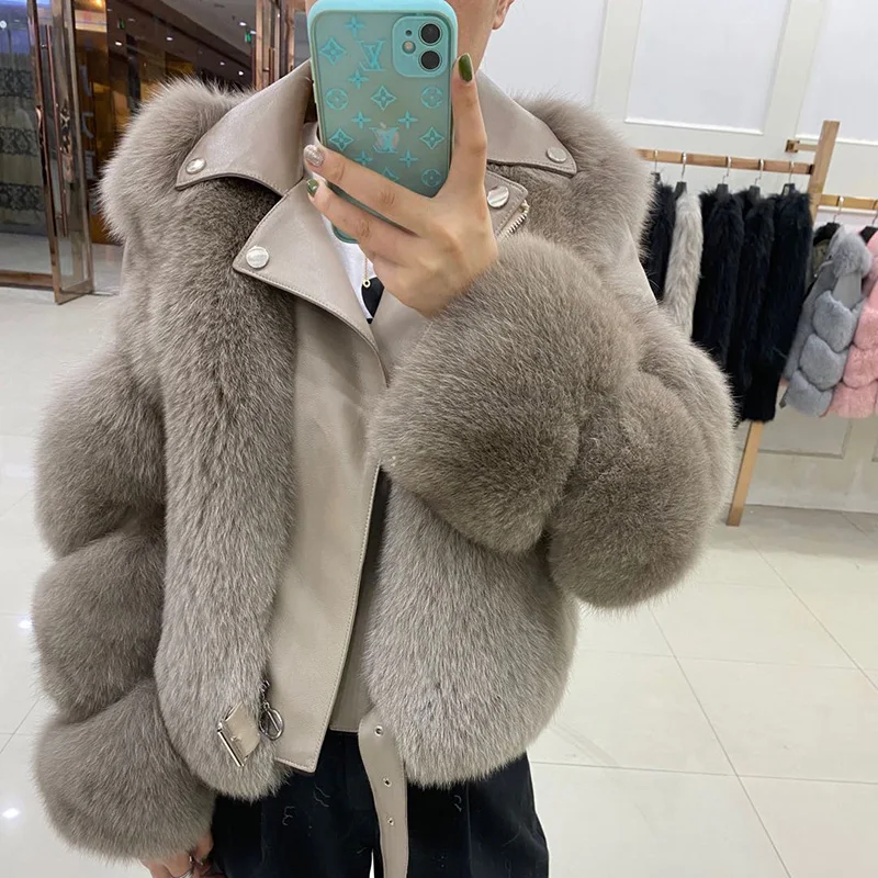 2023 Hot sales New Luxury Women Winter Real Fox Fur Coats High-End Natural Fox Fur Jacket Outwear