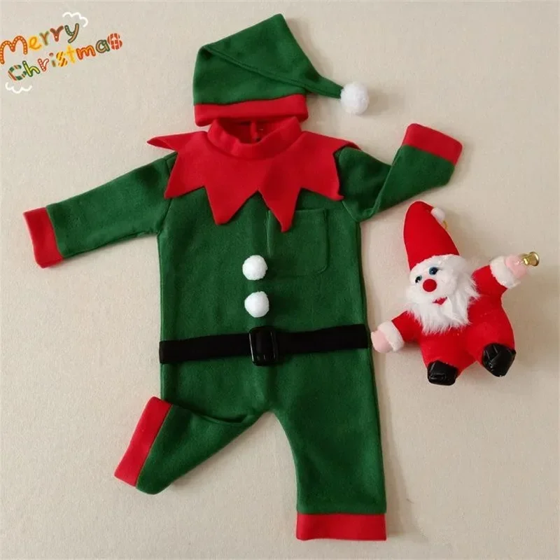 Traje de bebé recién nacido, pelele, mono, ropa de fotografía de Navidad, accesorios para sesiones de estudio, conjunto de ropa