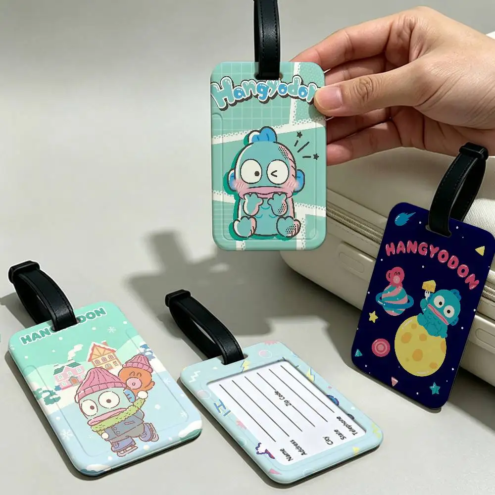 Cartoon Cute H-Hangyodon PU Durable PVC Anti lost Baggage Tag With Info Card Lightweight Luggage Identification Label