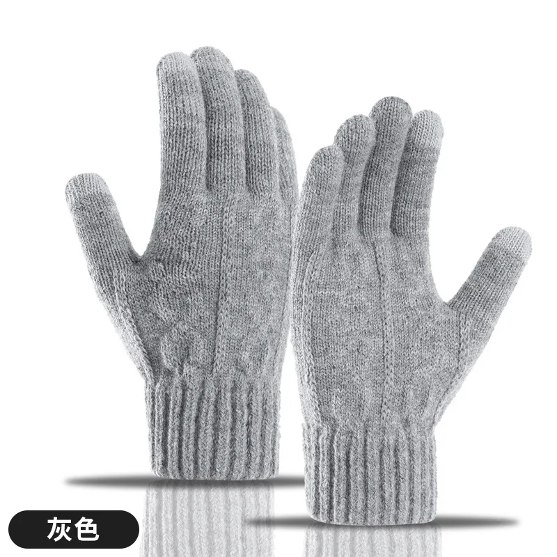 قفازات رجالية قفازات محبوكة الجاكار سبليت إصبع الغزل قفازات سميكة الدافئة قفازات شاشة اللمس خريف شتاء جديد