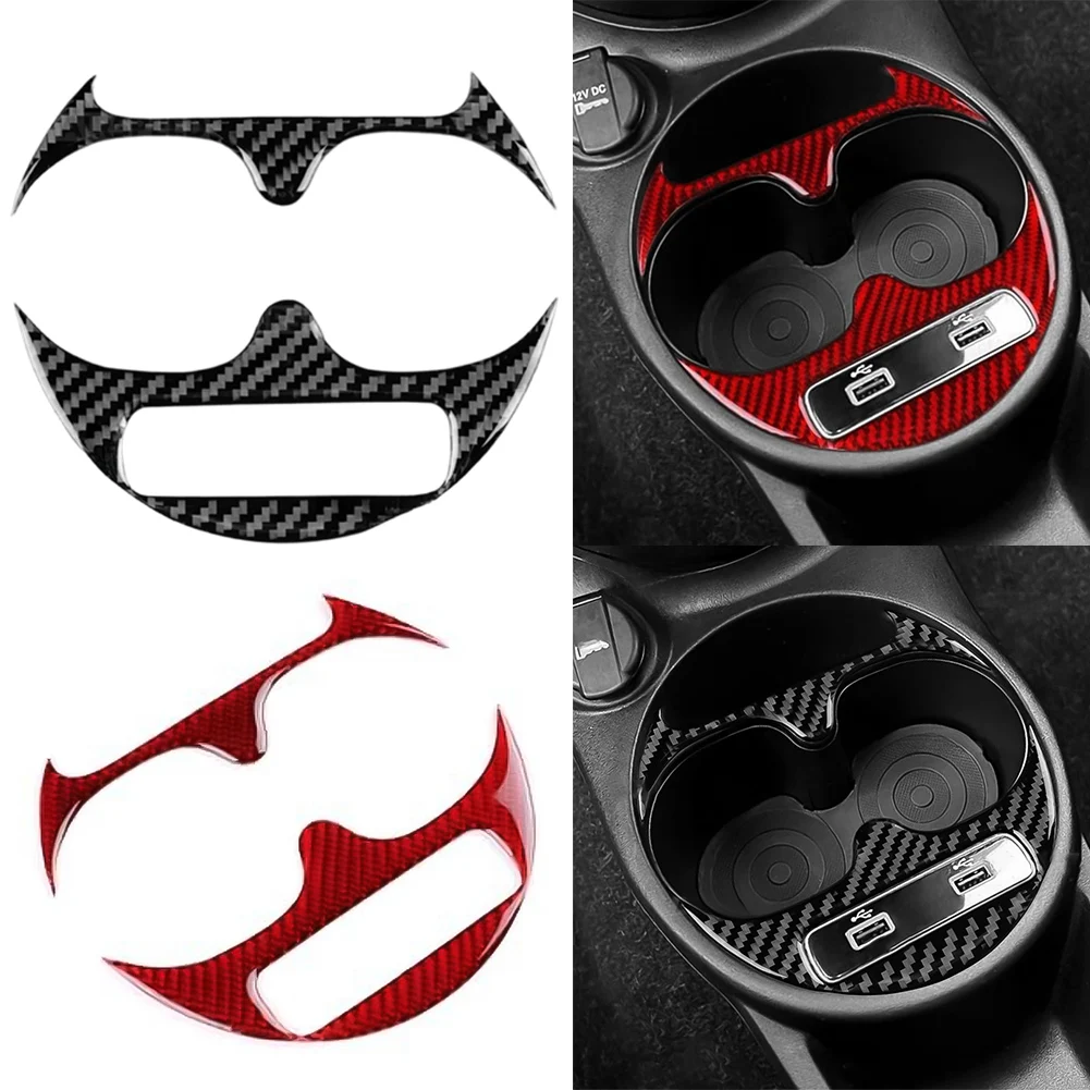 

Cup Holder Trim For Fiat 500 16-24 For Abarth 595 For 695 2016-2024 Carbon Fiber BLACK RED Sticker Cup Holder Decoration Strip