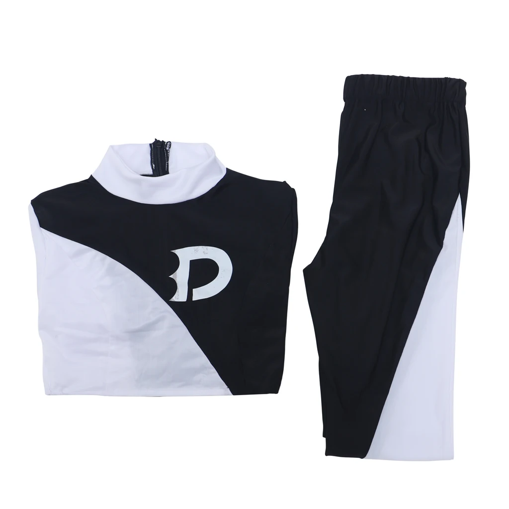 داني فانتوم تأثيري أنثى داني فينتون تأثيري حلي أبيض وأسود مثير المحاصيل الأعلى السراويل بذلة ملابس حفلات الهالوين