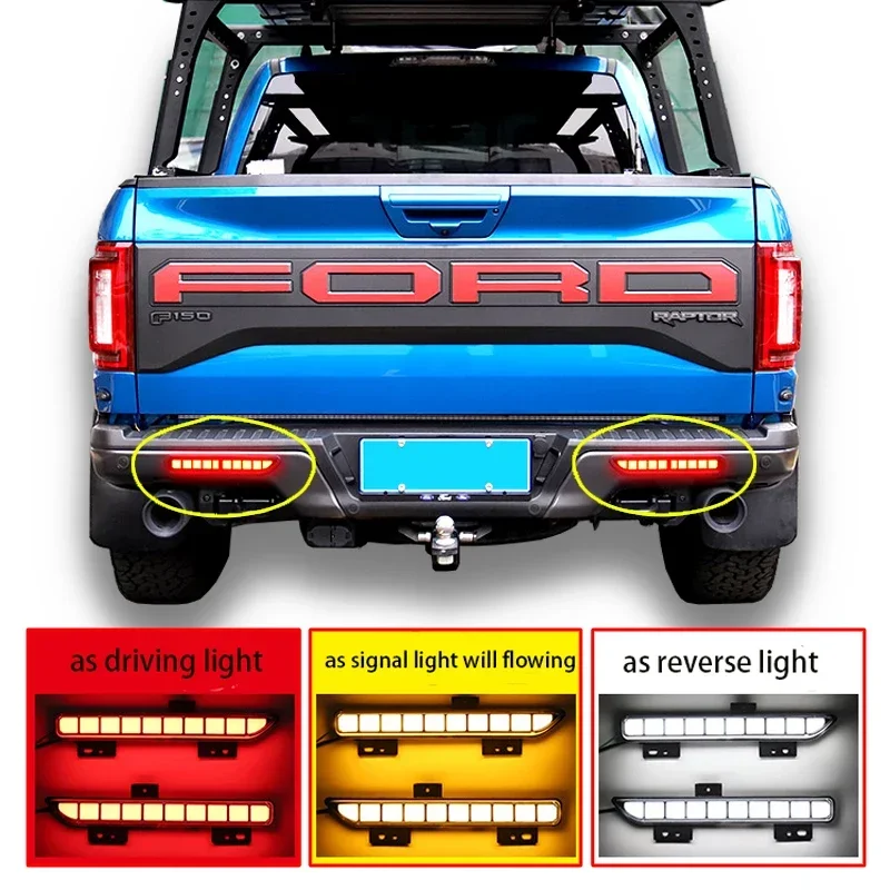 

2 шт. автомобильные светодиодные фонари заднего бампера дальнего света для Ford Raptor SVT F150 F-150 2017-2020 гг. Автоматический отражатель тормоза указатель поворота