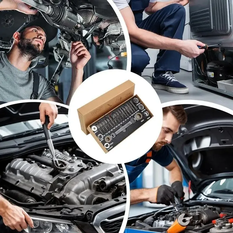 Multifunctional Ratchet Spanner Set Flexible Head Ratchet Double Box Wrench Socket Screwdriver Bits Auto Repairing Tool