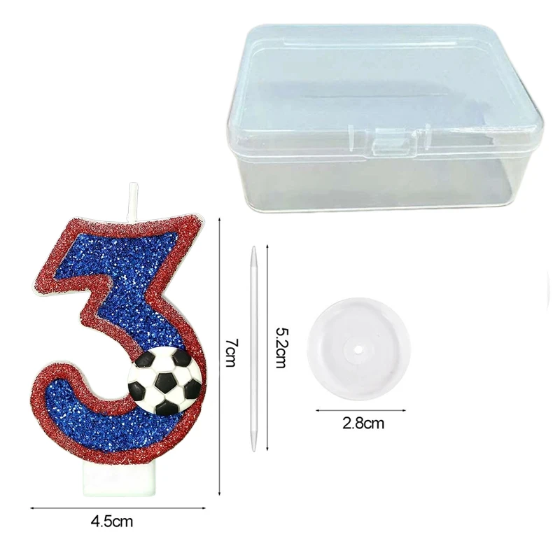 Blue Number Candles Red Edge Football Design Creative Digital Birthday Cake Decoration