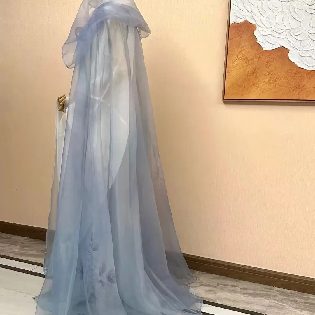 Womens Cloak Chinese Gauze Hooded Long Cape