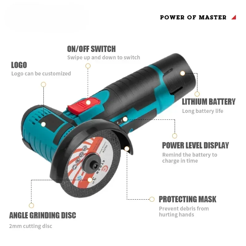 12V Mini Angle Grinder Rechargeable Grinding Tool Polishing Grinding Machine For Cutting Diamond Cordless Power Tools