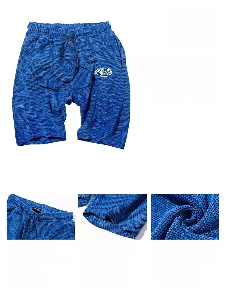 NE Nuclear Explosion Large Size Summer Lightweight Breathable Klein Blue Fish Scale Mesh Casual Shorts Men's Fashion Trendy B...