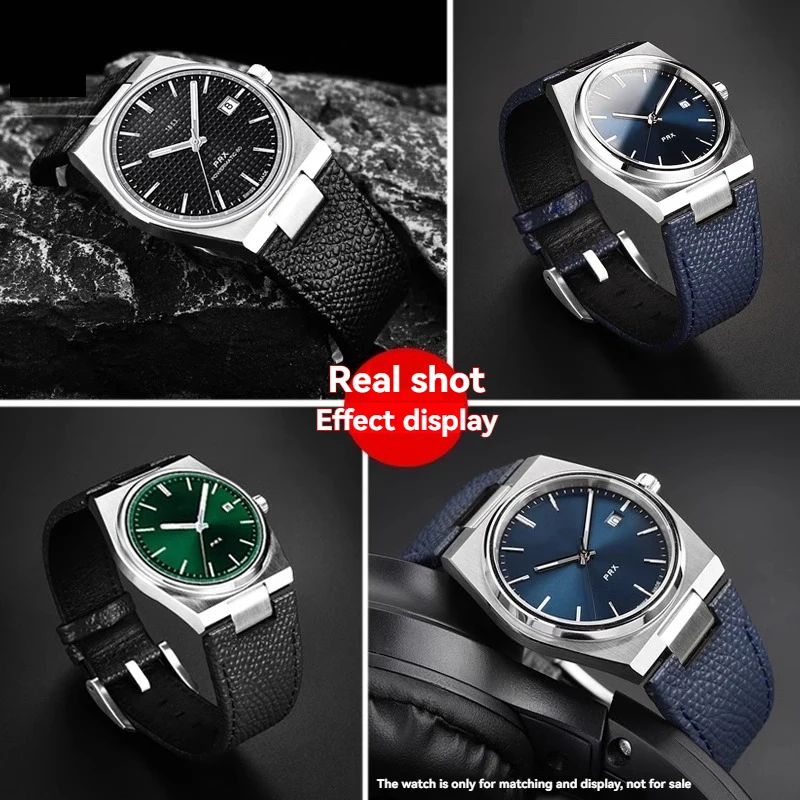 لتيسو PRX T137.407 حزام جلد البقر للرجال 1853 PRX Super Player T 137410   ر 137427   واجهة معدنية حزام ساعة سريع التحرير