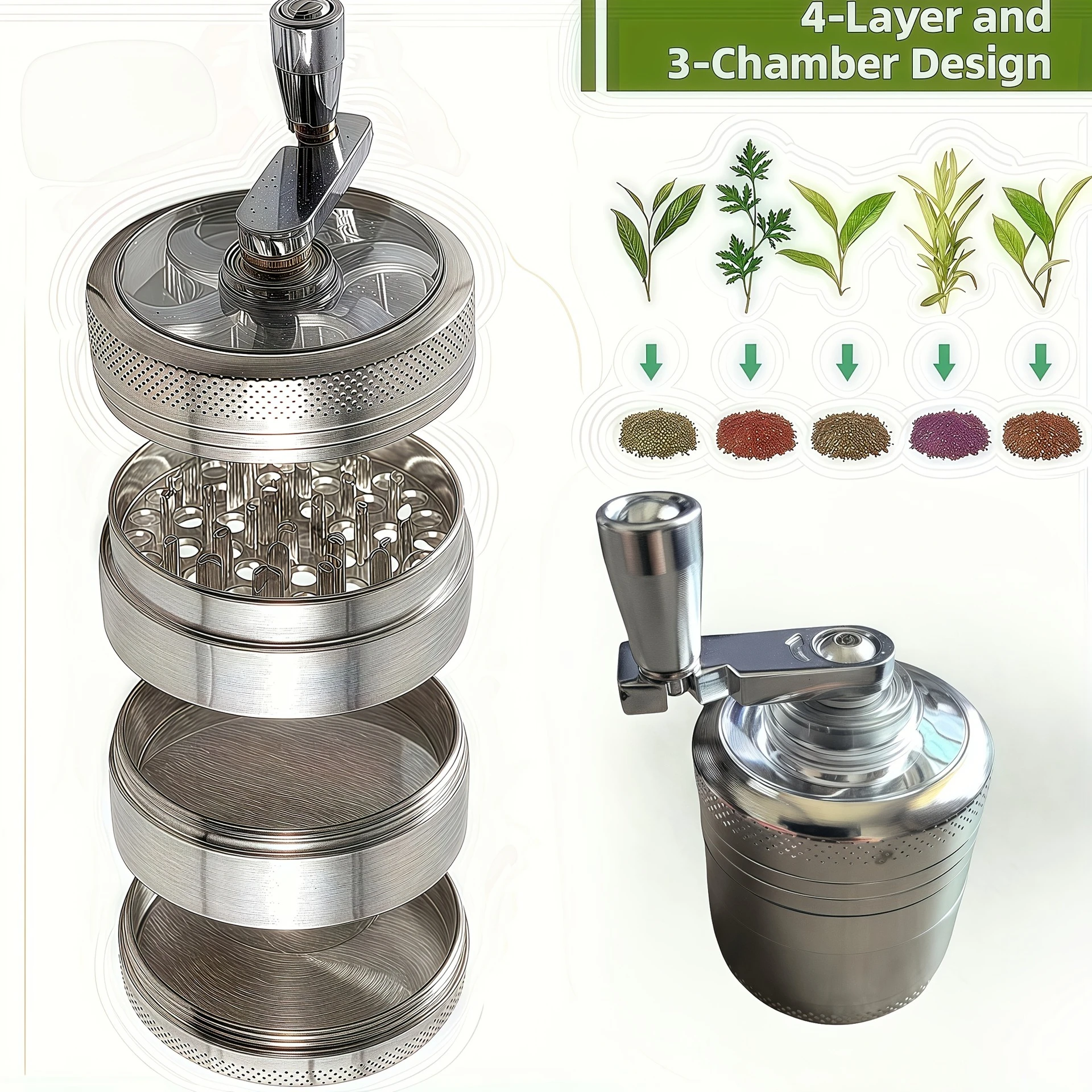 Nut and Hard Spice Grinder for Nutmeg Ginger Rock Salt and Peppercorn Hand Tools, Crushers 1.6-Inch/40mm Household Mini
