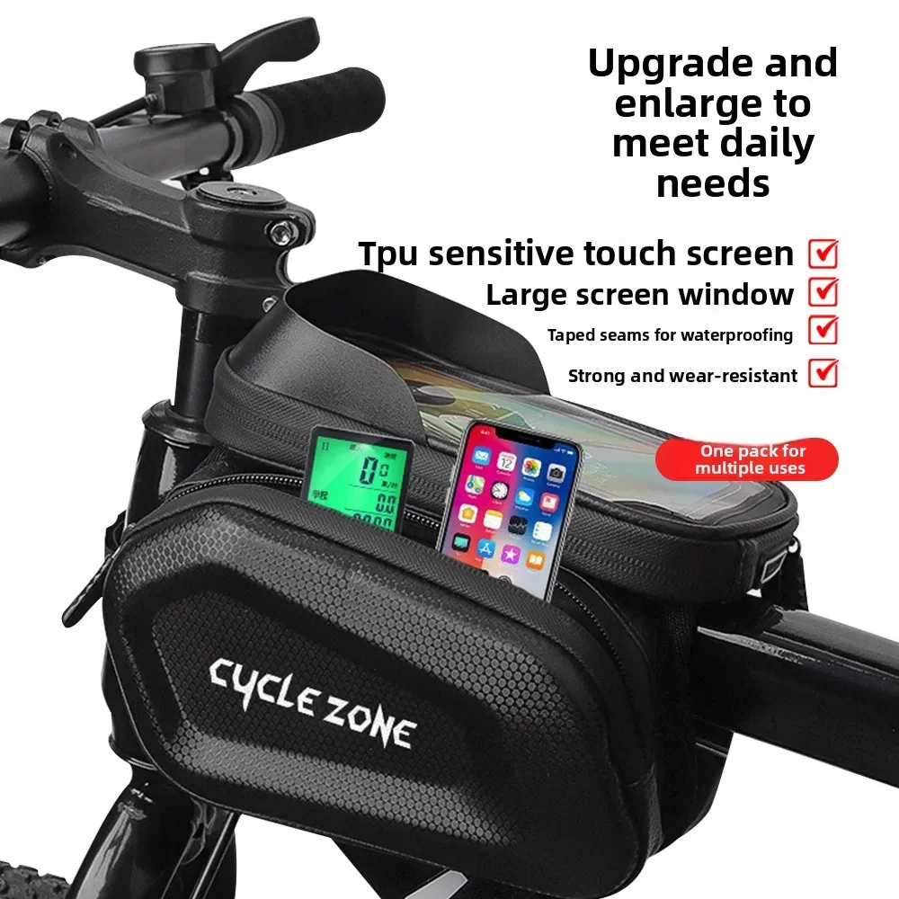 Cycling Mobile Phone Storage Bag Bicycle Front Beam Hanging Bag Waterproof Storage Bag Mountain Bike Road Bike Universal