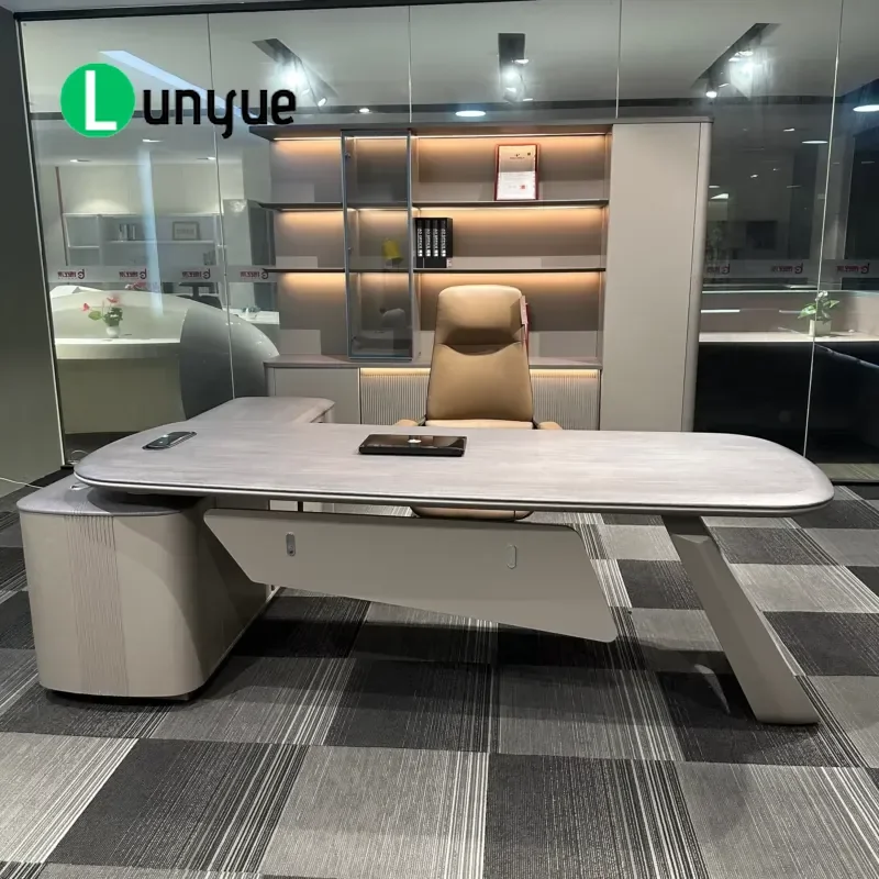 High End L Shaped Desk Veneer Top Premium Boss Office Table Executive Workstation for Home Office Business Durable Stylish