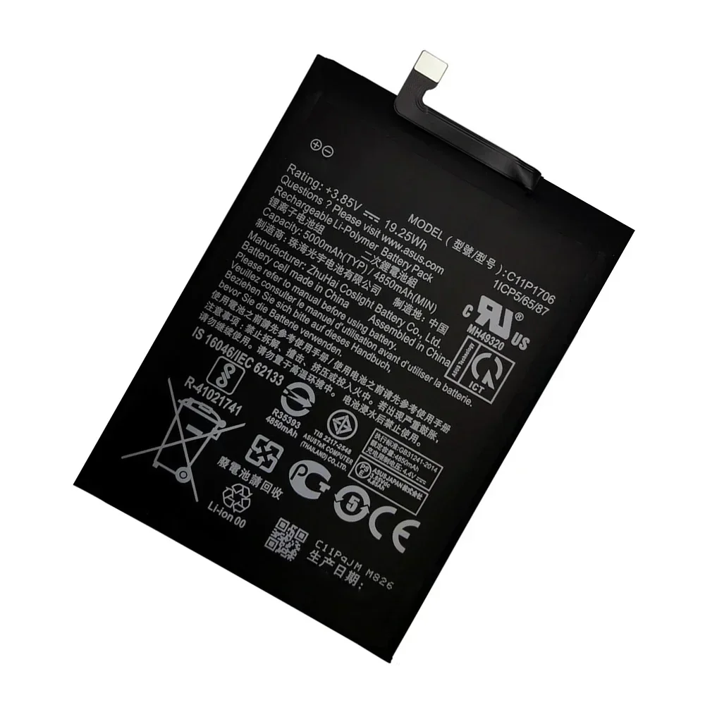 100% Original High Capacity C11P1706 Phone Battery For Asus ZB601KL ZB602KL X00TDB X00TDE 5000mAh Batteries Bateria+Free Tools