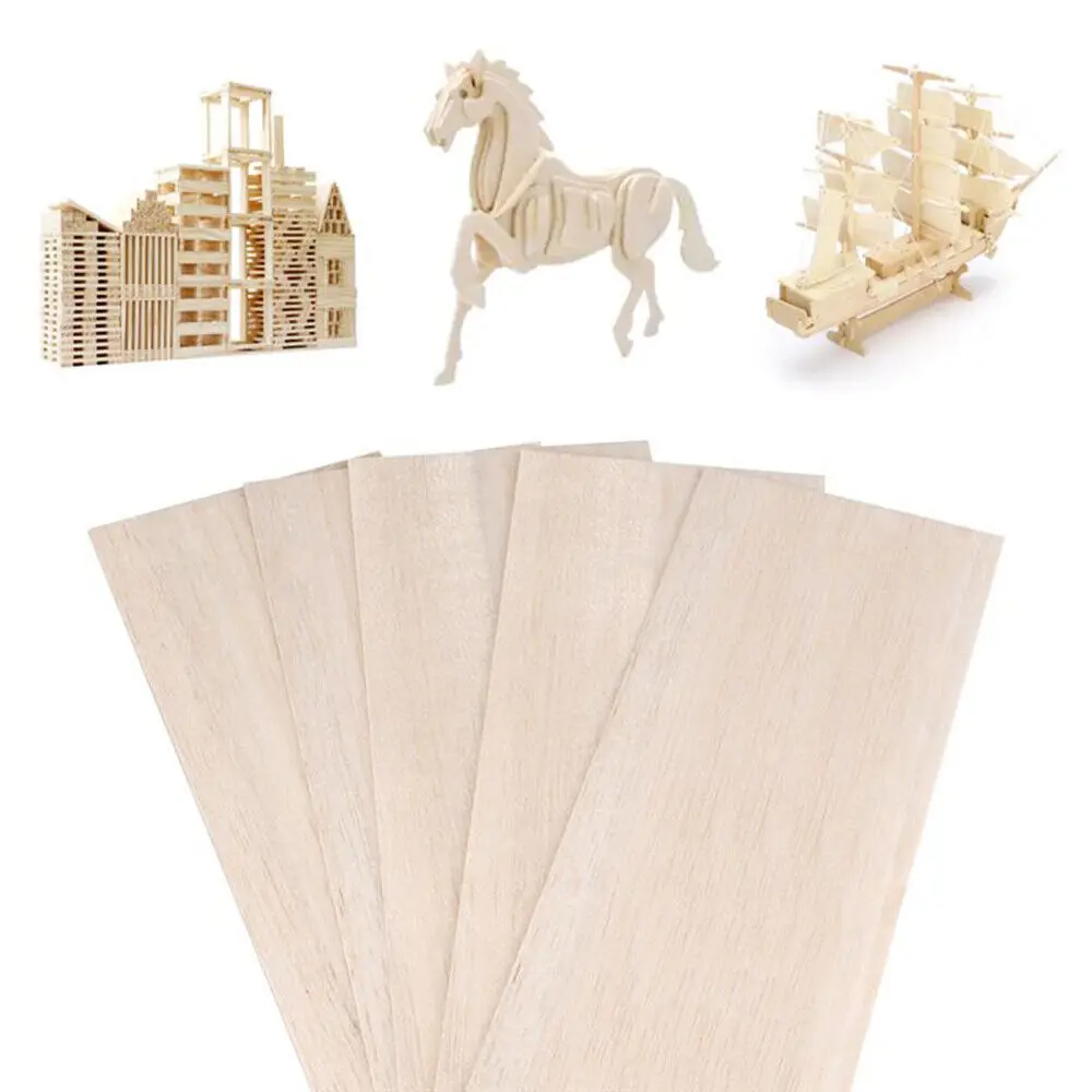 1.5MM 17Pcs Basswood Wood Board Sheet Pieces Woodwork Toy Craft Thickness