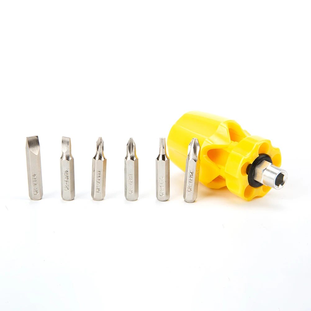 

Screwdriver Set High-Quality Tempered Steel Strong Durable Tips Secure Repair Tools Yellow 6 In 1 Multi-Function