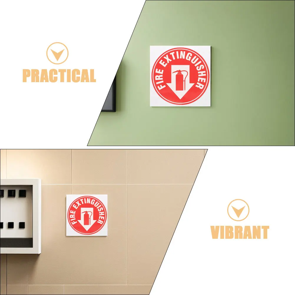 50pcs Sticker Self-Adhesive Waterproof Decal Fade Resistant High Visibility Label For Indoor Outdoor Use Round Red Extinguisher