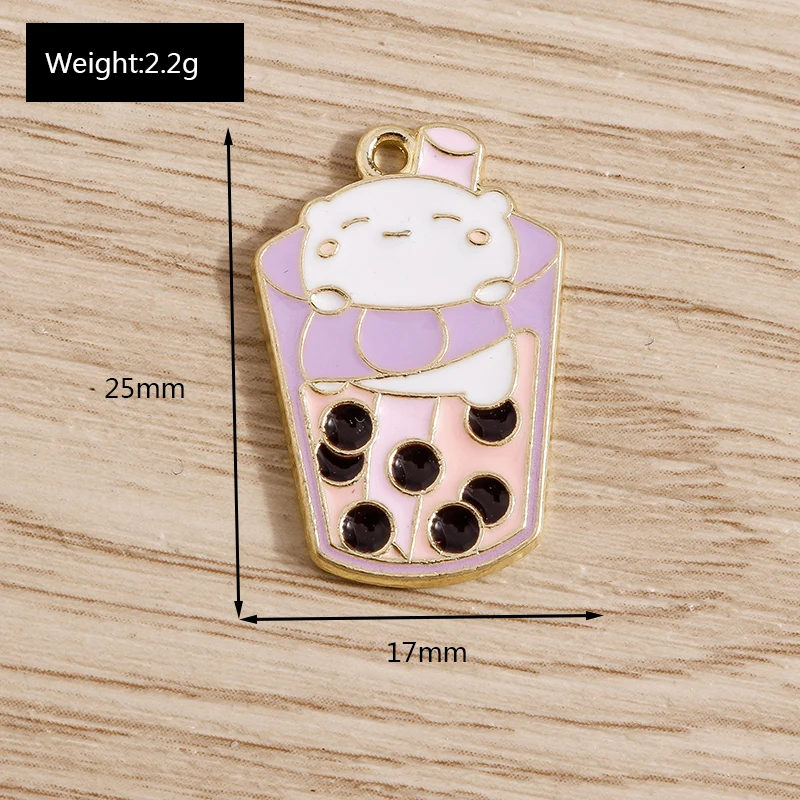 10pcs 17x25mm Cartoon Enamel Drink Milk Tea Charms Pendants for Jewelry Making Necklaces Drop Earrings DIY Crafts Accessories