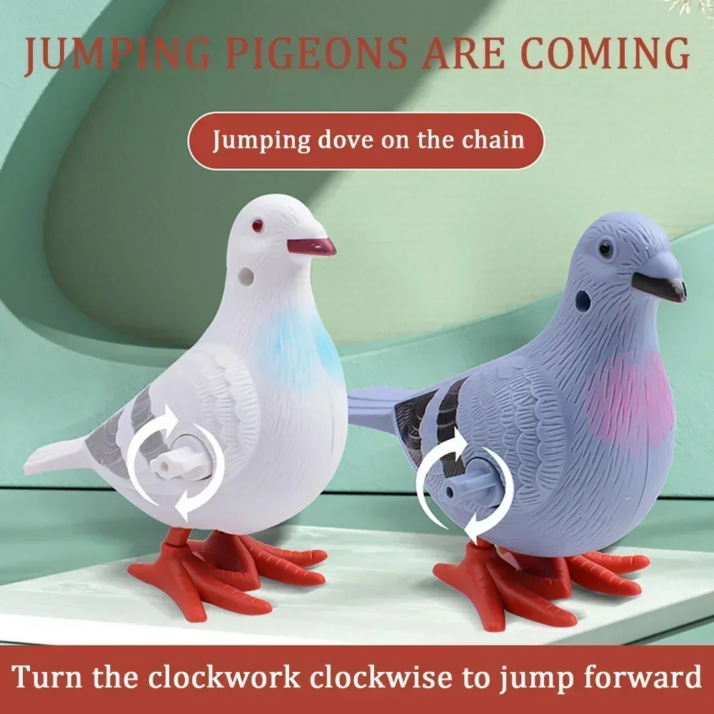 1PC Plastic Clockwork Wind Up Toy Cute Jumping Pigeon Clockwork Kid Boy Girl Simulation Animal Jumping Clockwork Gift