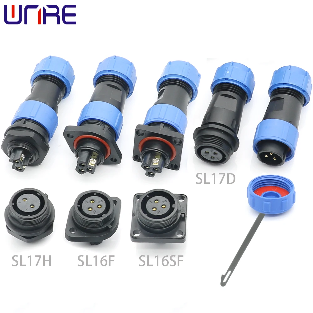 

SL17 IP68 Waterproof Connector Cable Connector Plug & Socket Male And Female 2 3 Pin Docking/Square/Flange/Back Nut