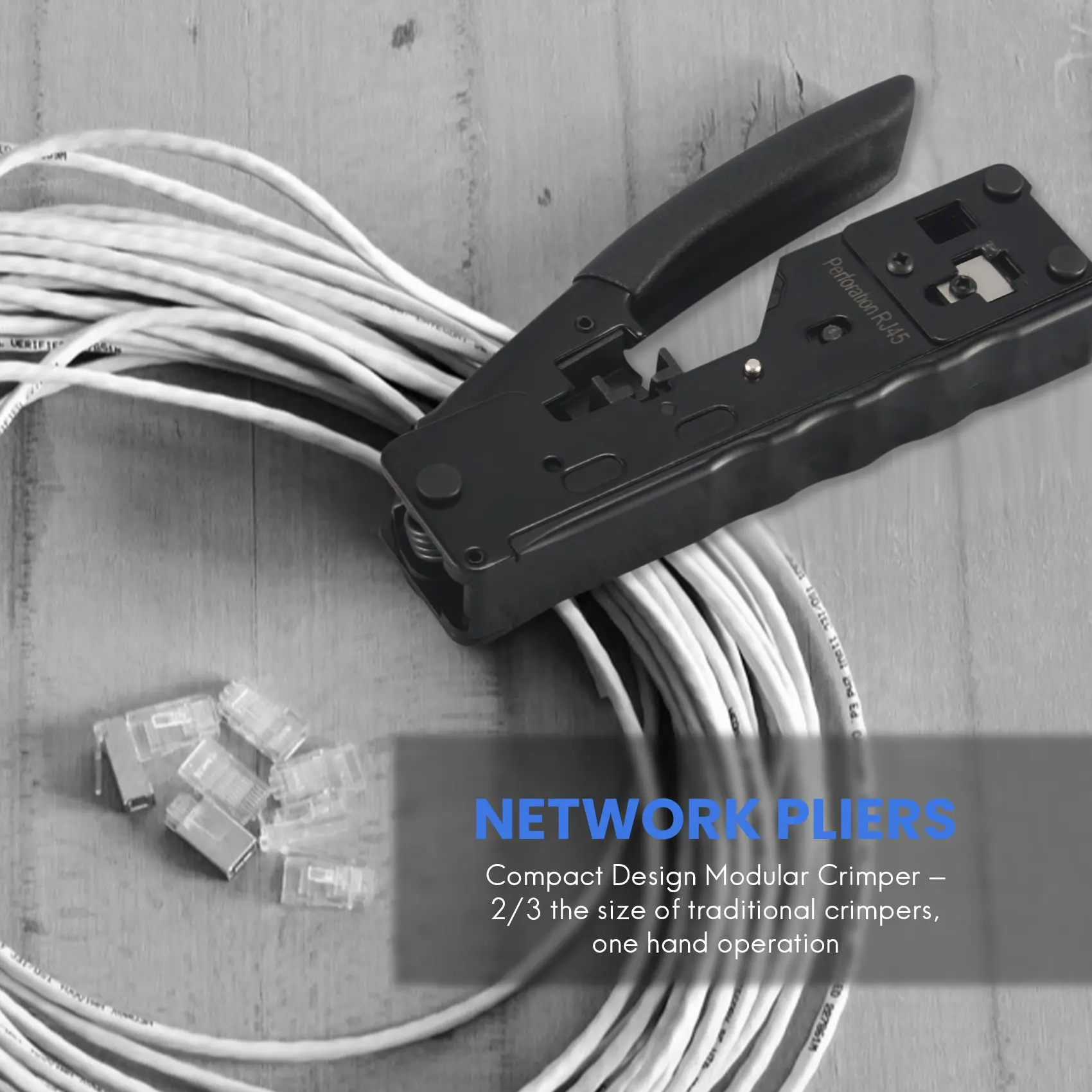 B50C Cat5 Cat6 Cat7 Pass Through Crimper For RJ45 RJ12 RJ11 Network Connectors Modular Plugs Ethernet Cables EZ Crimp Tool