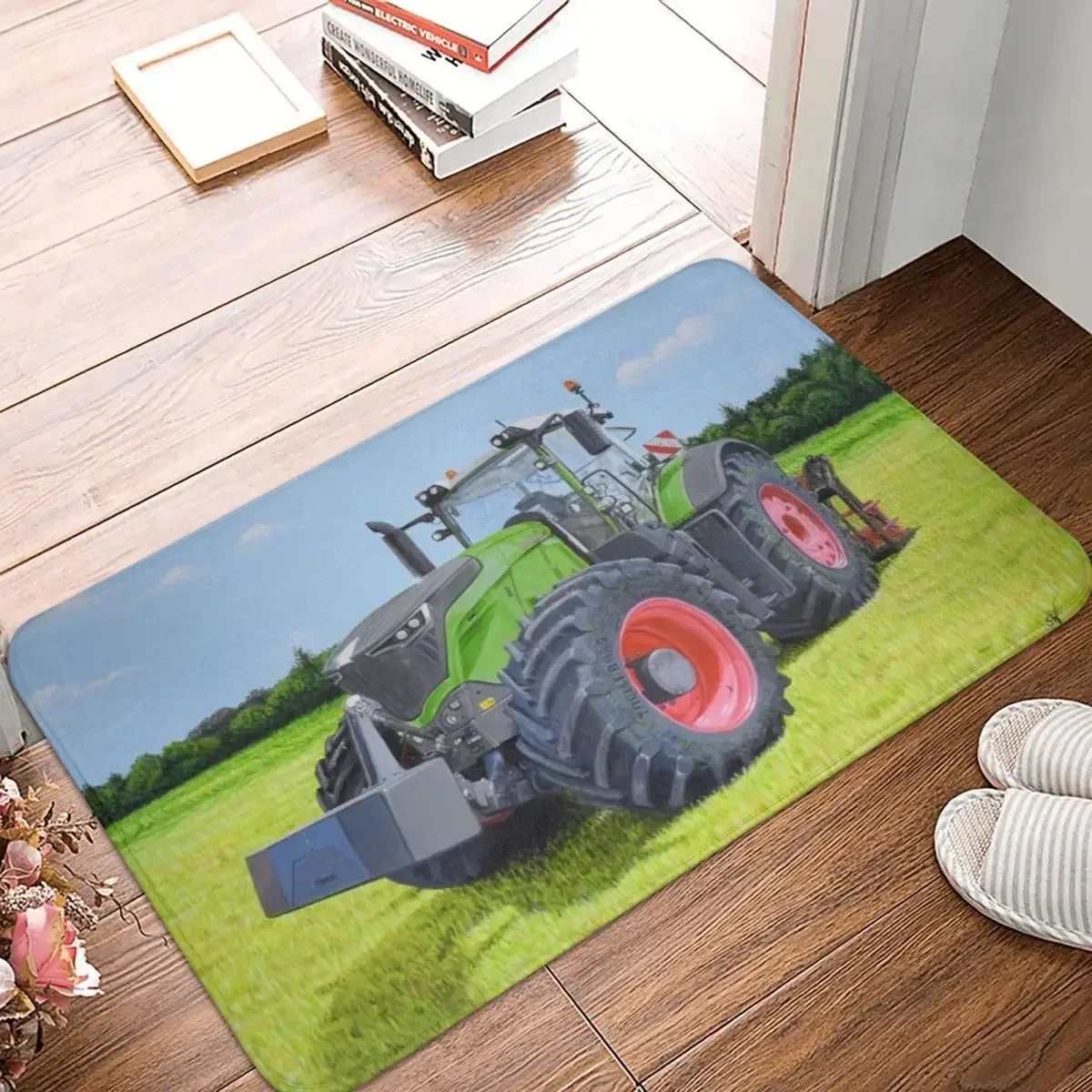 Green Tractor In Field Doormat Rug Carpet Mat Footpad Polyester Non-slip Absorbent Mat Entrance Kitchen Bedroom Balcony Toilet