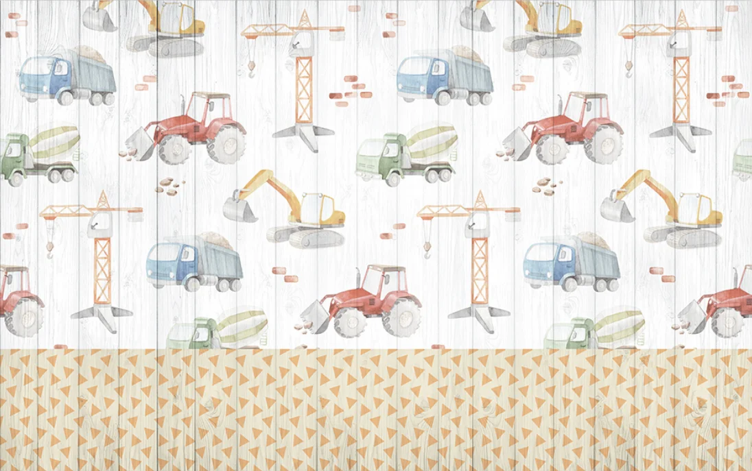 Papel pintado de tablones de madera de coche con grulla de dibujos animados personalizado, Fondo de sala de niños, papeles tapiz, pegatina de pared para mejorar el hogar, habitación de niños