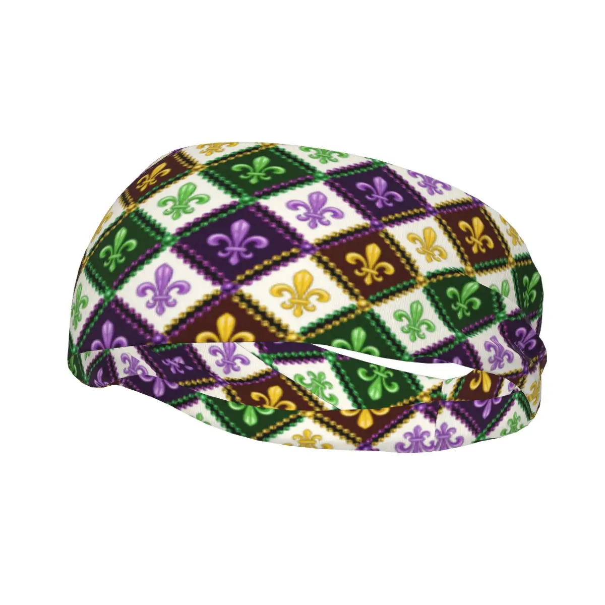 

Sports Headband Portable Hair Band Geometric Fleur De Lis Mardi Gras Hair Wrap Brace Cycling Running Exercising Sweatband