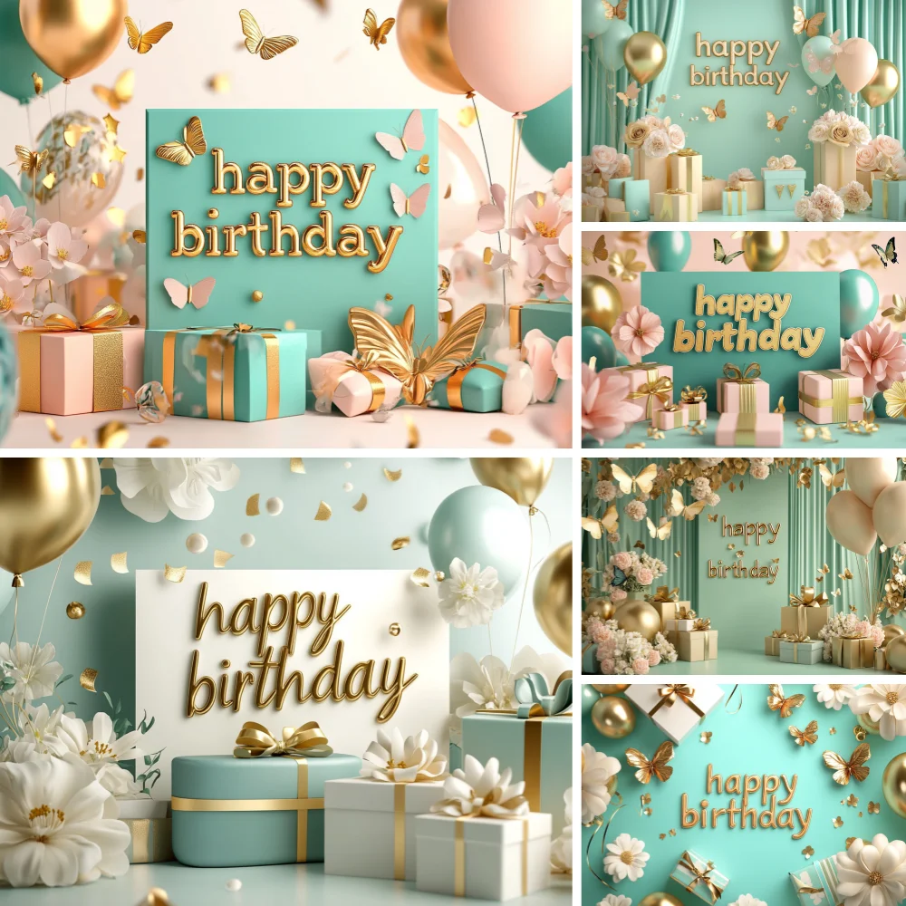 

Happy Birthday Background Gold Balloon Birthday Party Gift Decor for Home Backdrop Banner Anniversary Celebration Birthday Decor