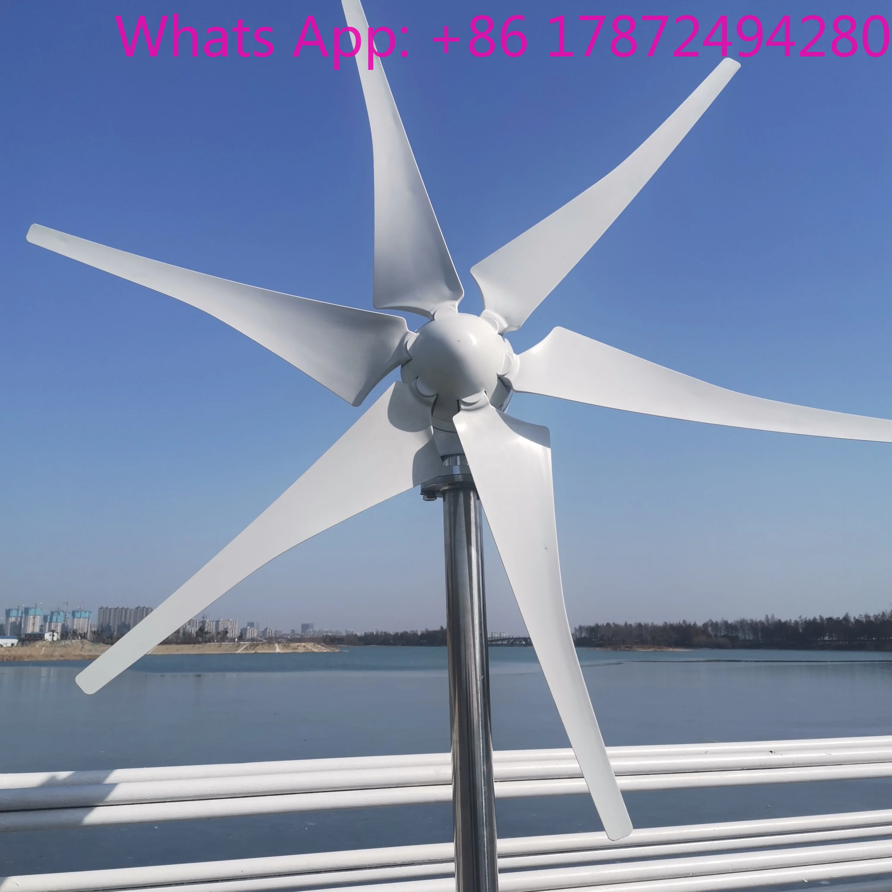 1KW Horizontal Wind Turbine Generator, 12V 24V 3 Phase Permanent Magnet 6 Blades Home Wind Power Equipment