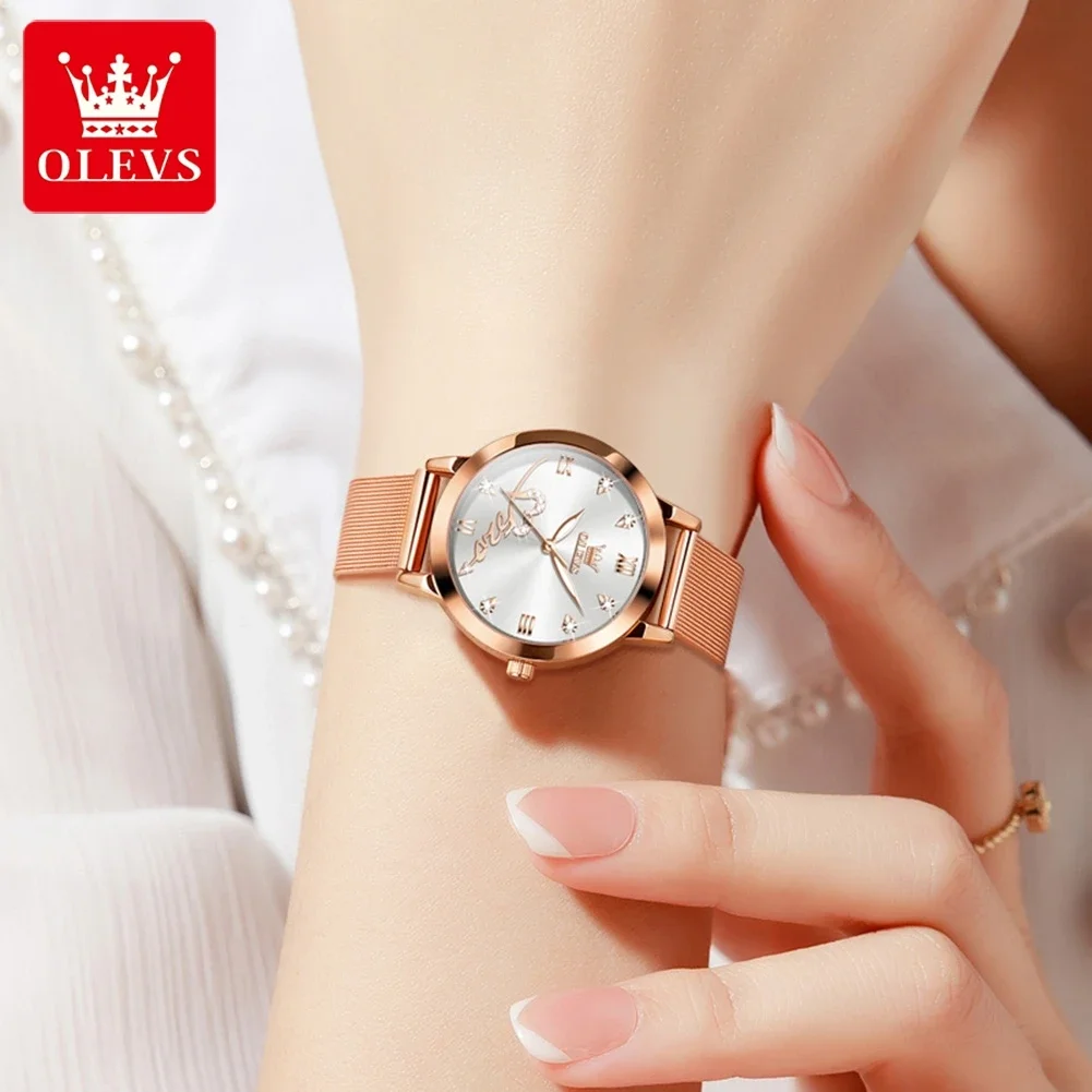 OLEVS orologio al quarzo per donna di lusso in acciaio inossidabile quadrante squisito impermeabile luminoso elegante moda donna orologi da polso Reloj