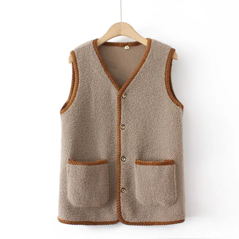 

Women's Models Winter Autumn Coat Jacket Cardigan Vest Middle-aged Lamb's Wool Outer Wear Velveteen Thickened Crushed Flower