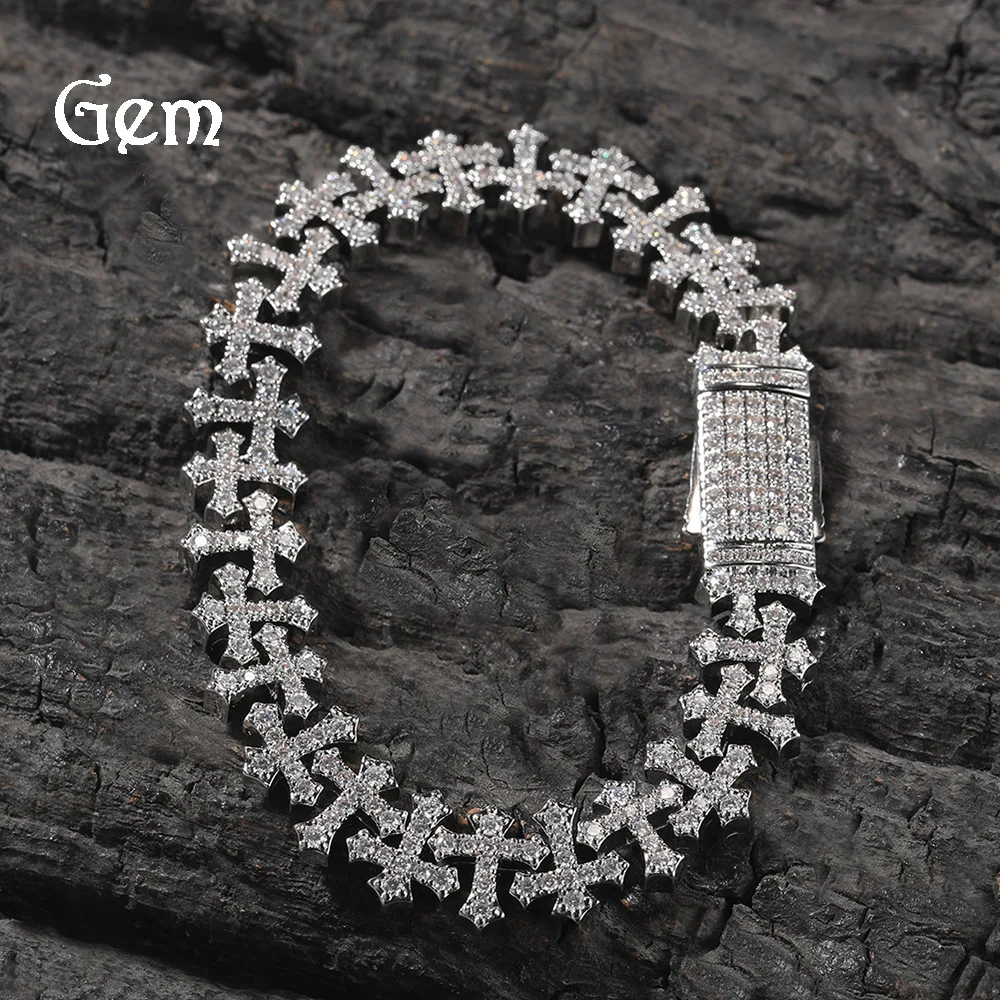 

Hip-hop copper inlaid zircon cross bracelet light luxury and versatile personality men's and women's same bracelet jewelry