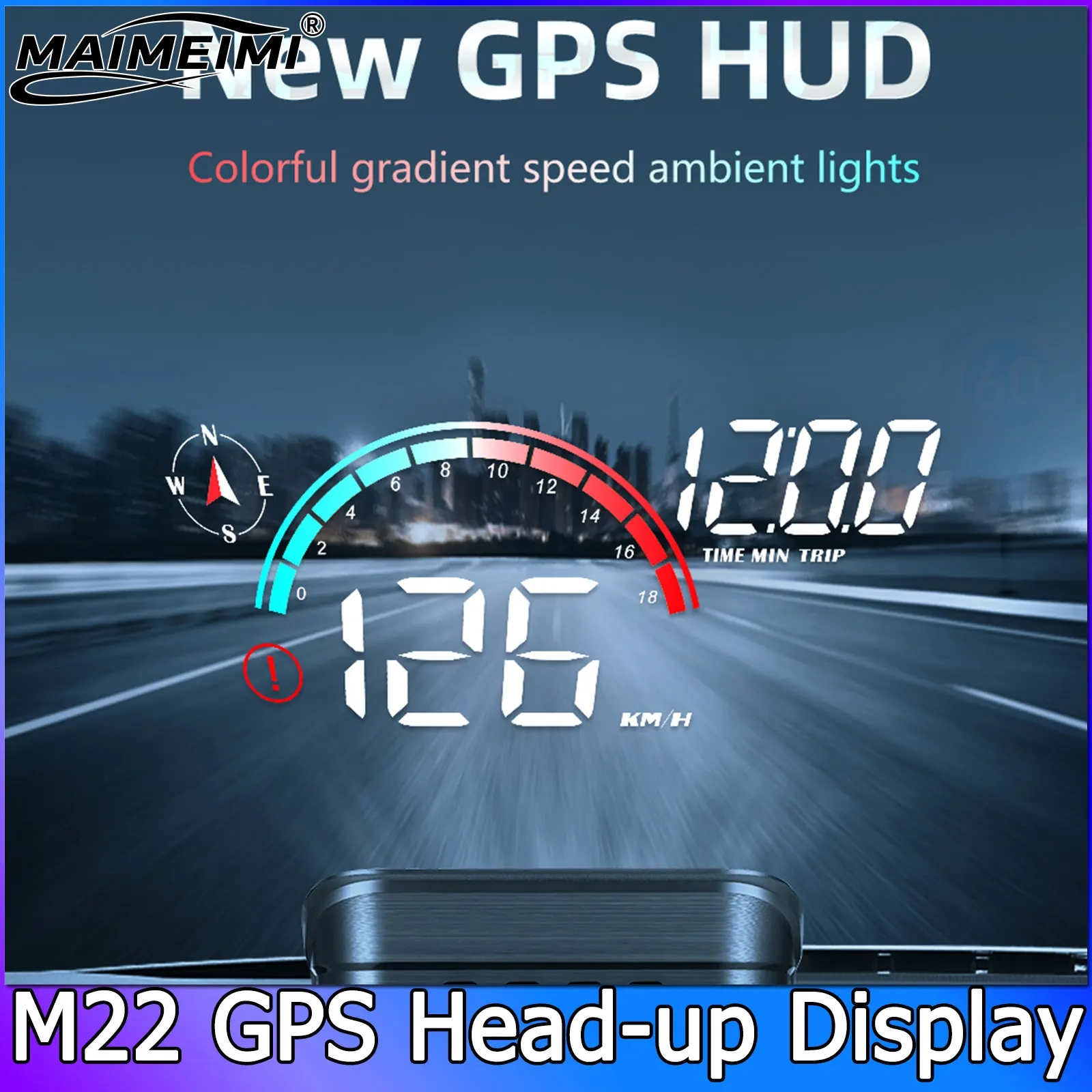 

M22 Автомобильный GPS-дисплей для всех автомобилей Скорость оборотов MPH KMH Спидометр Экран проектора Приборная панель с сигнализацией превышения скорости одометра