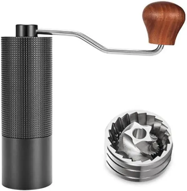 Manual Coffee Grinder with Adjustable Settings, Stainless Steel Burrs, Portable Hand-Cranked for Espresso and French Press
