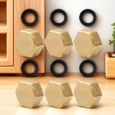 6Pcs Brass Female Threaded Cap Half Inch Garden Hose End Plug Rubber Seal Outdoor Faucet Stopper Water Pipe Plumbing Fitting