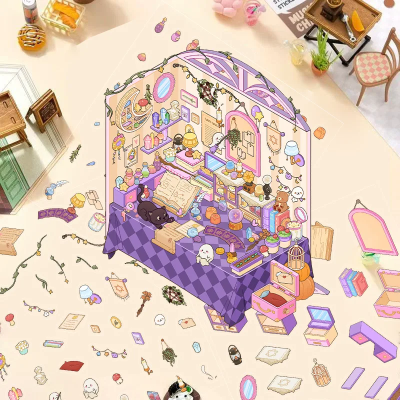 Tarot Desktop Miniatuur Scène 3D Cartoon Handgemaakte Landschapsstickers