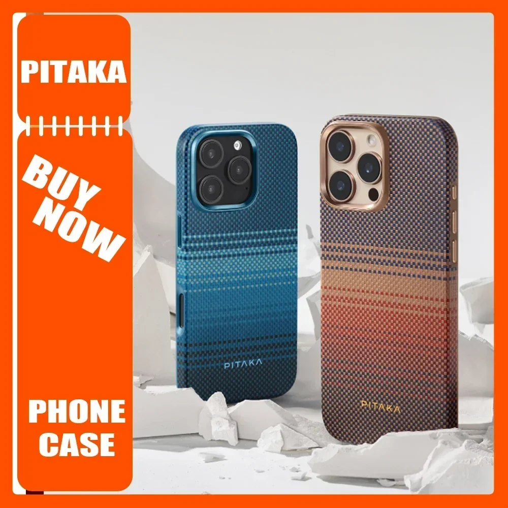 PITAKA Phone Case iPhone15 16 Pro Max Case Woven Kevlar Carbon Fibre Cover Magsafe Wireless Charging iPhone16 Pro Cover Gifts