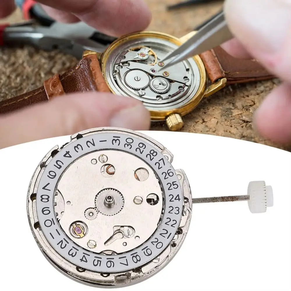 

White Movement 2813 Watch Movement 4 Pin Design Single Calendar Watch Movement Replacement 3 Hands Automatic Mechanism