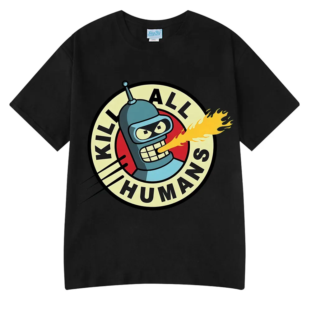 Funny Save The Planet Kill All Humans Robot Graphic Print T Shirt Men's Women Fashion Short Sleeve T-shirt Oversized Cotton Tees image 5