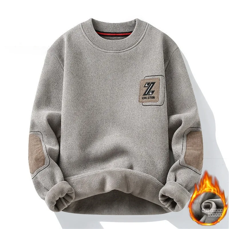 

Men's Knitted f-High Collar Sweater Fce-Lined Spring Autumn Sle Loose Fit Inner Wear Bla Polyester Fiber Long Sve