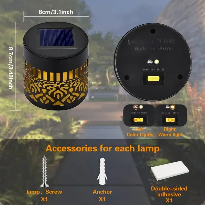 2-Pack Solar Garden Lights IP65 Durable Metal Outdoor LED Lanterns with Mandala Hollow Design Weatherproof Ambient Night Lights for Yard Patio Deck Stairs Walls Driveway Fence - view 2