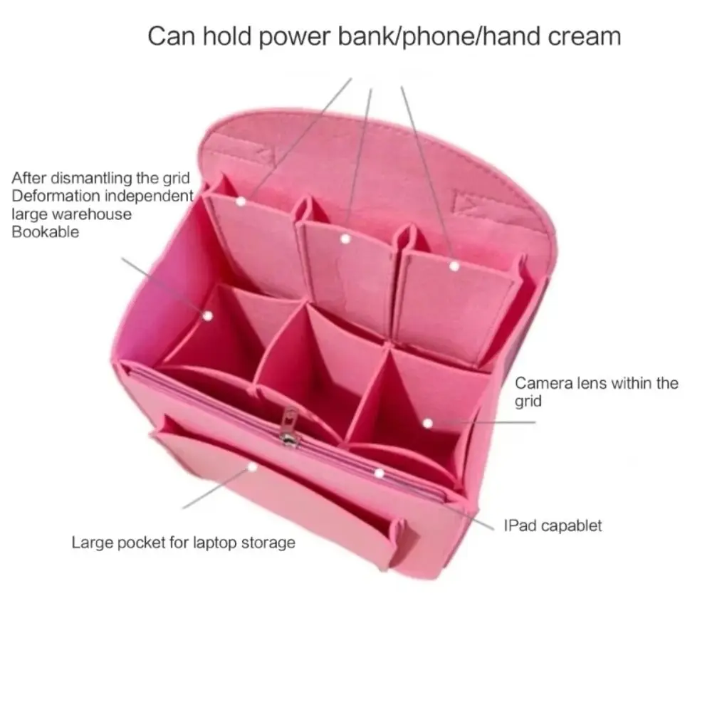 

Органайзер для макияжа, фетровая сумка-вставка для интерьера, дорожная сумка, портативная сумка, косметички, подходят для различных женских рюкзаков, сумки